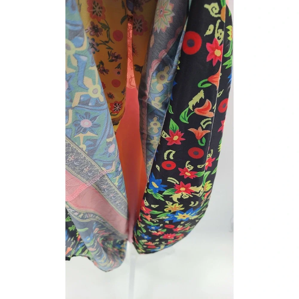 Patchwork Boho Festival‎ Tiered Maxi Women Skirt Size S Layered Floral Lace